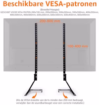 Amazon Basics Universal TV Stand, Height Adjustable for TVs up to 77 inch, Compatible with Soundbars, Holds up to 80 lbs, Black thumbnail 3