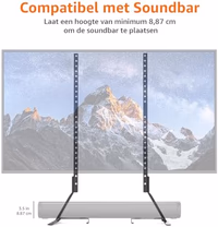 Amazon Basics Universal TV Stand, Height Adjustable for TVs up to 77 inch, Compatible with Soundbars, Holds up to 80 lbs, Black thumbnail 4