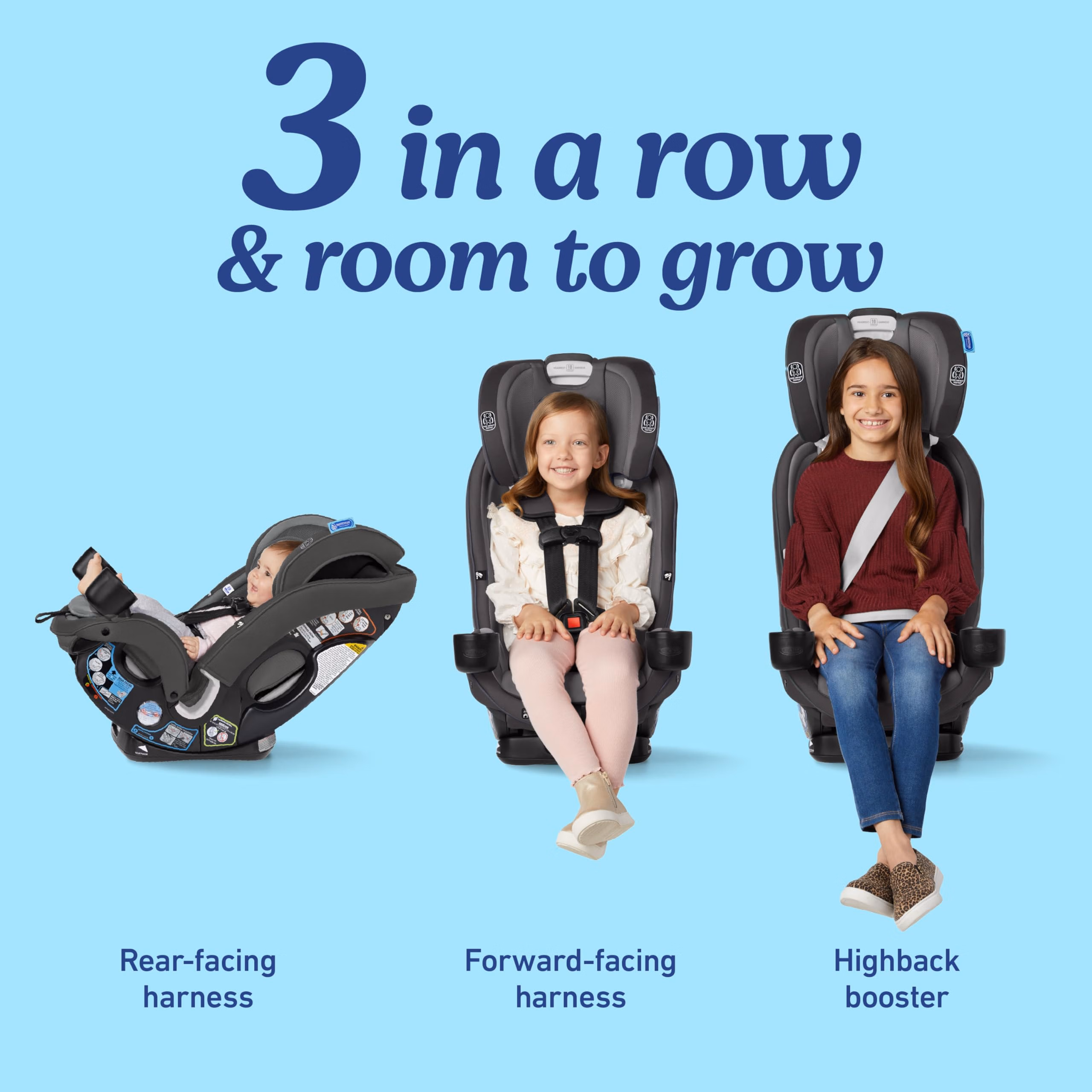 Graco SlimFit3 LX 3-in-1 Convertible Car Seat, Slim Car Seat Fits 3 Across, Rear Facing, Forward Facing, to Highback Booster Seat, Perfect for Baby Travel & Gift for New Parents, Kunningham thumbnail 2