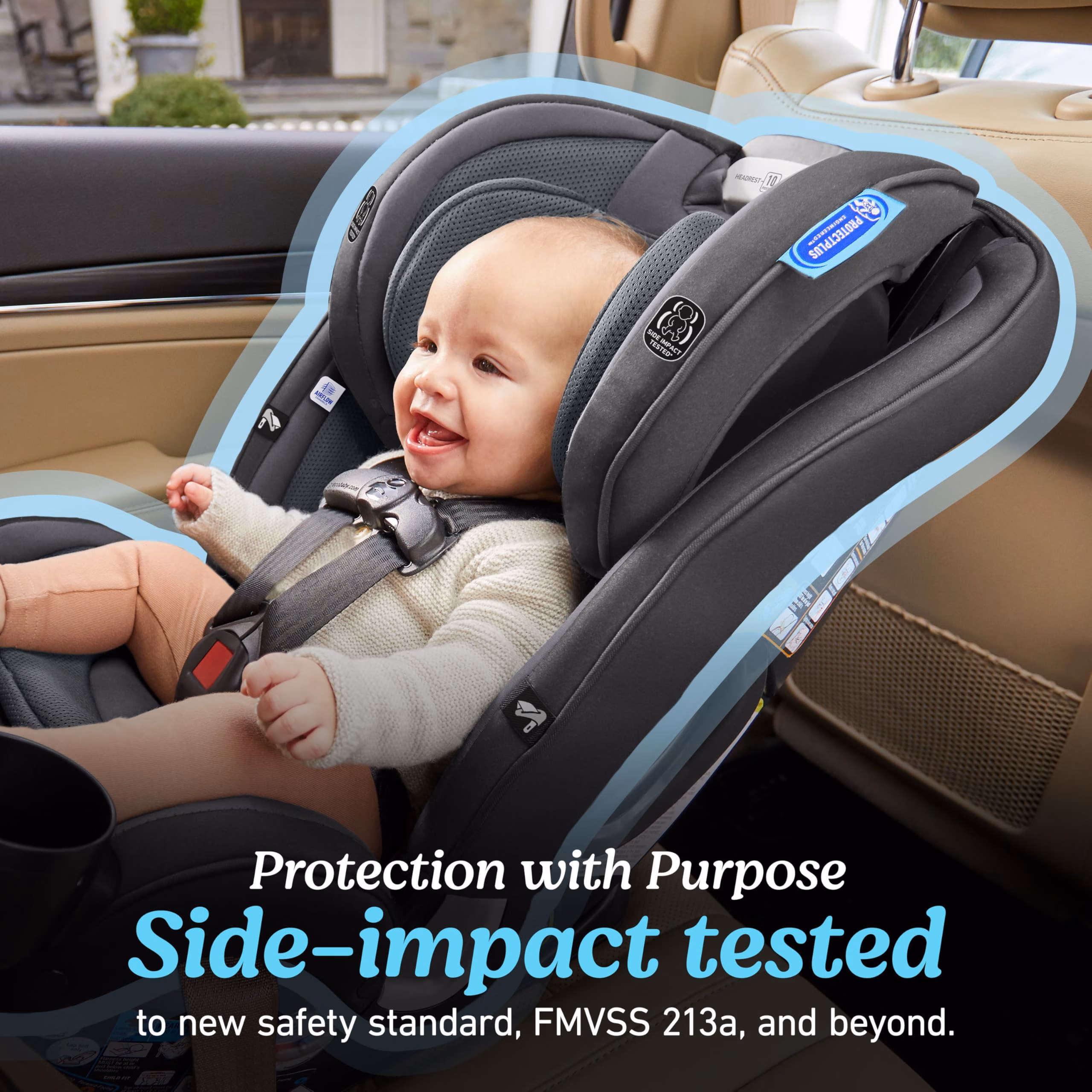 Graco SlimFit3 LX 3-in-1 Convertible Car Seat, Slim Car Seat Fits 3 Across, Rear Facing, Forward Facing, to Highback Booster Seat, Perfect for Baby Travel & Gift for New Parents, Kunningham thumbnail 3