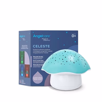 Angelcare Celeste Musical Mushroom Night Light Baby Projector - Sleep Soother with Adjustable Volume Lullabies, White Noises, 3 Night Light Colors, and Cry Sensor Detector thumbnail 1