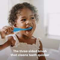 Frida Baby Triple-Angle Toothhugger Training Toddler Toothbrush | Toddler Toothbrush 2 Years and Up, Cleans All Sides at Once | Blue thumbnail 2