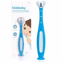 Frida Baby Triple-Angle Toothhugger Training Toddler Toothbrush | Toddler Toothbrush 2 Years and Up, Cleans All Sides at Once | Blue thumbnail 1