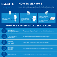Carex Toilet Seat Riser, Round Raised Toilet Seat Adds 3.5 inches to Toilet Height, for Assistance Bending or Sitting, 300 Pound Weight Capacity Toilet Riser thumbnail 2