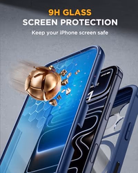 Miracase for iPhone 17 Pro Max Case 6.9" Full-Body Phone Case with Built-in Glass Screen Protector& Full Camera Protector,[Magnetic with MagSafe] Drop Proof 17 ProMax Cover, Blue thumbnail 4