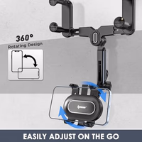 IPOW Large Rearview Mirror Phone Holder for Car 360°Rotatable and Retractable, 2024 Upgraded Four Corners Fixed Anti-Shake Multifunctional Design for All Phones and All Car Rearview Mirror with Button thumbnail 4