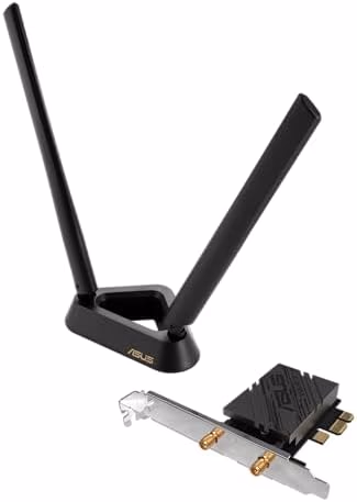 ASUS PCE-BE92BT WiFi 7 PCI-E Adapter with 2 External Antennas. Supporting 6GHz Band, 320MHz, Bluetooth 5.4, WPA3 Network Security, OFDMA and MU-MIMO, only Compatible with Intel motherboards