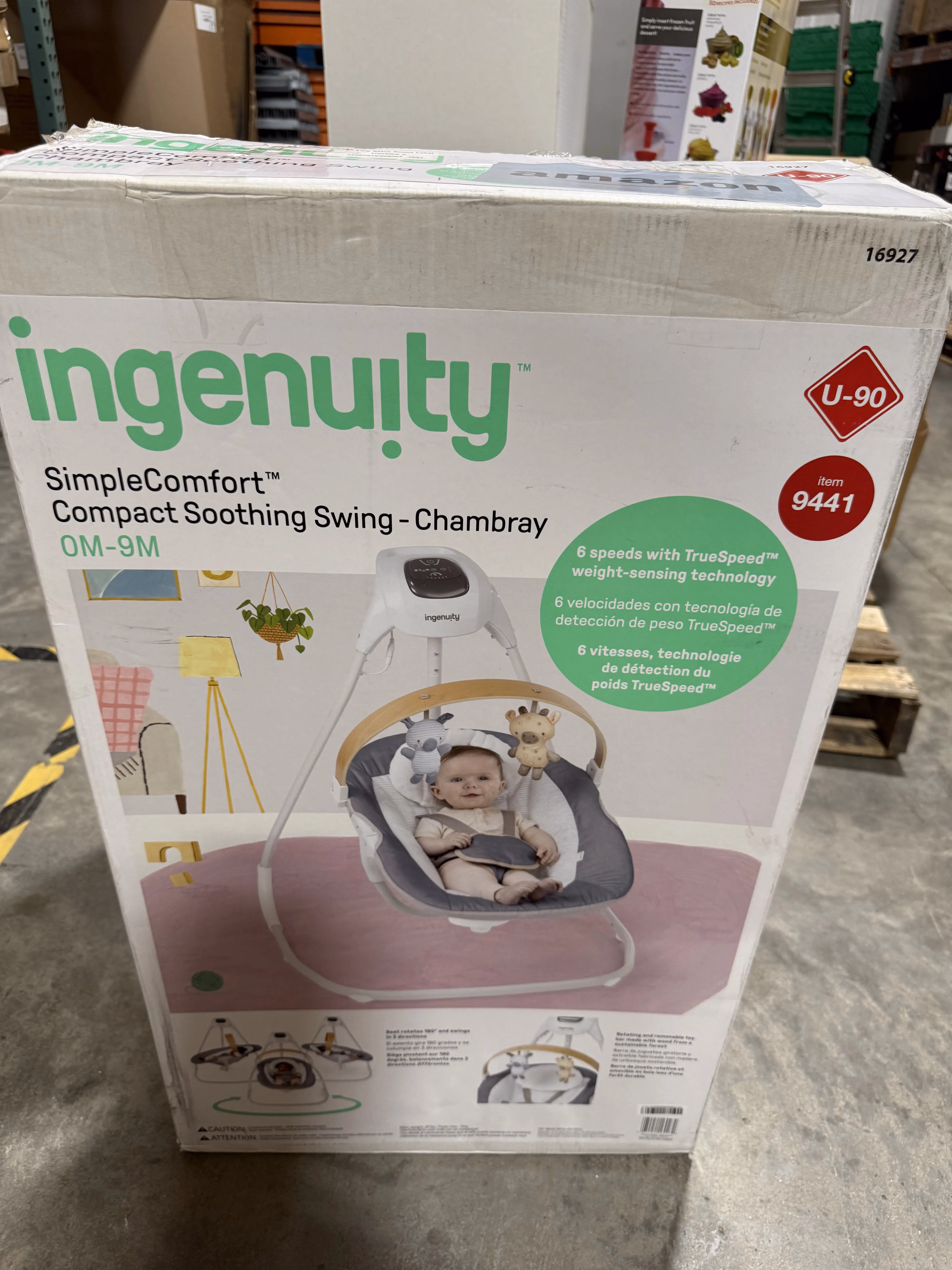 Ingenuity ConvertMe 2-in-1 Compact Portable Automatic Baby Swing & Infant Seat, Battery-Saving Vibrations, Nature Sounds, 0-9 Months 6-20 lbs (Swell) thumbnail 5