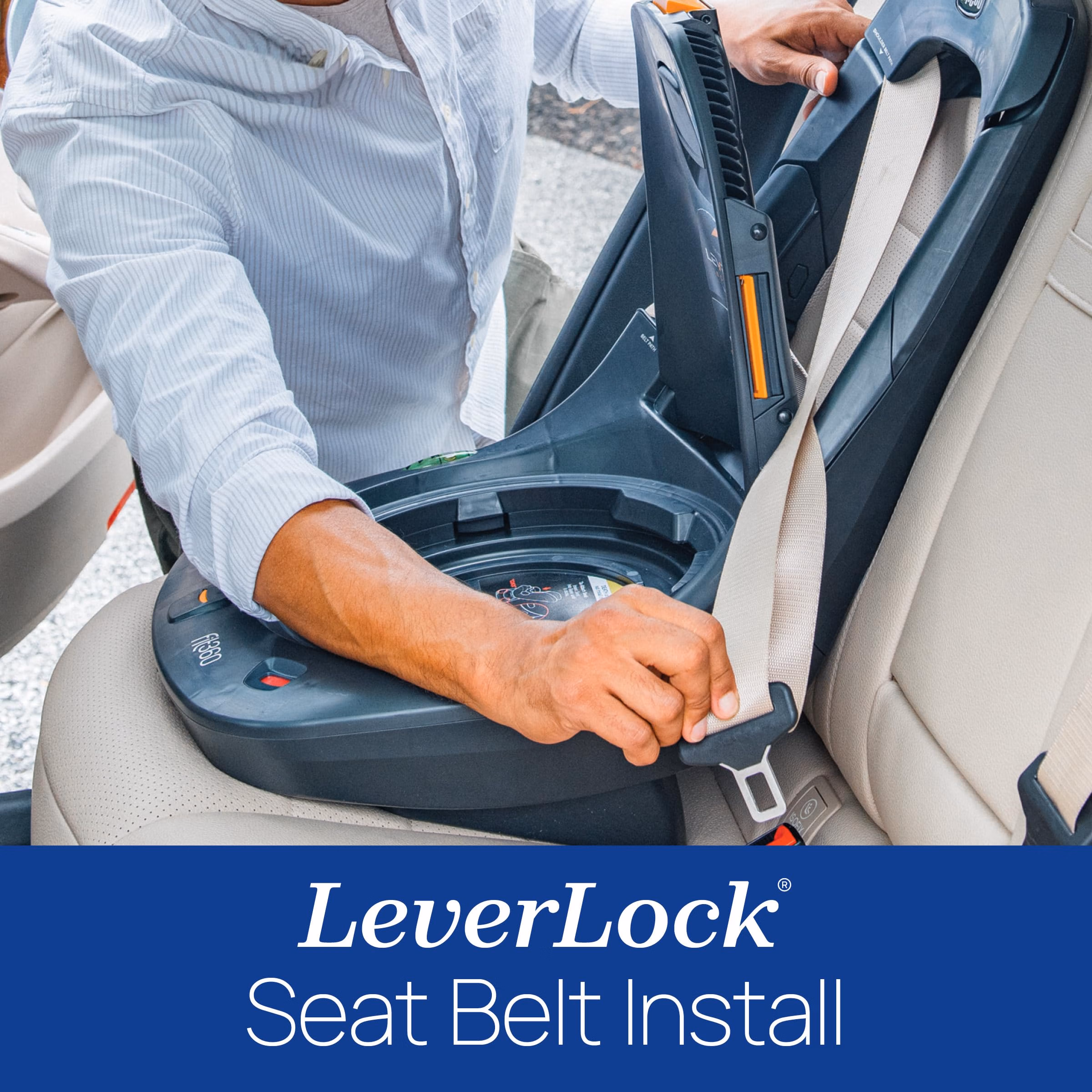 Chicco Fit360 ClearTex Rotating Convertible Car Seat with 360 Degree Rotation for Rear-Facing and Forward-Facing, LeverLock Self-Tensioning Lock System, Carbon/Grey thumbnail 3
