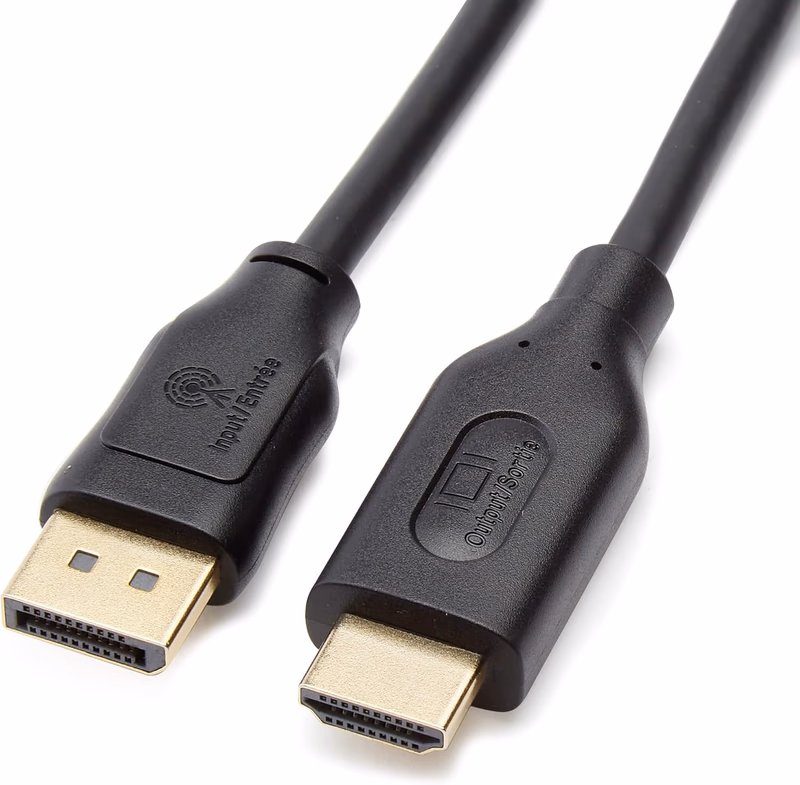Amazon Basics DisplayPort to HDMI Cable, Uni-Directional, 4K@30Hz, 1920x1200, 1080p, 6 ft, Black