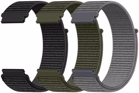 DaQin 22mm Quick Release Nylon Watch Band Compatible with Garmin Venu 3 2/Forerunner 255/255 Music/265/955/Approach S70 47mm Vivoactive 4, Adjustable Breathable Sport Watch Strap Replacement for Samsung Galaxy Watch 3 45mm/Galaxy Watch 46mm Men Women, 3 Packs