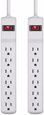 Belkin Power Strip Surge Protector - 6 AC Multiple Outlets, 2 ft Long Heavy Duty Metal Extension Cord for Home, Office, Travel, Computer Desktop & Phone Charging Brick - 200 Joules, White (2 Pack) thumbnail 2