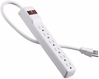 Belkin Power Strip Surge Protector - 6 AC Multiple Outlets, 2 ft Long Heavy Duty Metal Extension Cord for Home, Office, Travel, Computer Desktop & Phone Charging Brick - 200 Joules, White (2 Pack) thumbnail 4