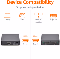 Amazon Basics HDMI Splitter 1 in 2 Out, 4K@30Hz for Dual Monitors, Mirror Only, Black thumbnail 3