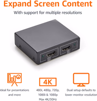 Amazon Basics HDMI Splitter 1 in 2 Out, 4K@30Hz for Dual Monitors, Mirror Only, Black thumbnail 2