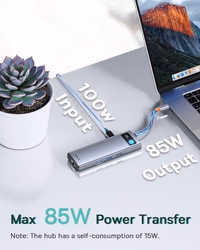 Baseus Laptop Docking Station Dual Monitor 4K@120Hz, 9 in 1 USB C Hub with 2 HDMI, 1000Mbps LAN, Max 85W PD, 3 USB, SD Card Reader, USB C Dock Compatible with iPhone 15/Mac/Dell/HP/Surface/Steam Deck thumbnail 5