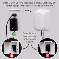 Qdos Safety Large Outlet Cover Box for Baby Proofing Outlets | Secure Hidden Lock | Oversized Interior for Bulky Plugs, Charging Blocks & Adapters | Modern Universal Design | Easy Install | 1 Pack thumbnail 3