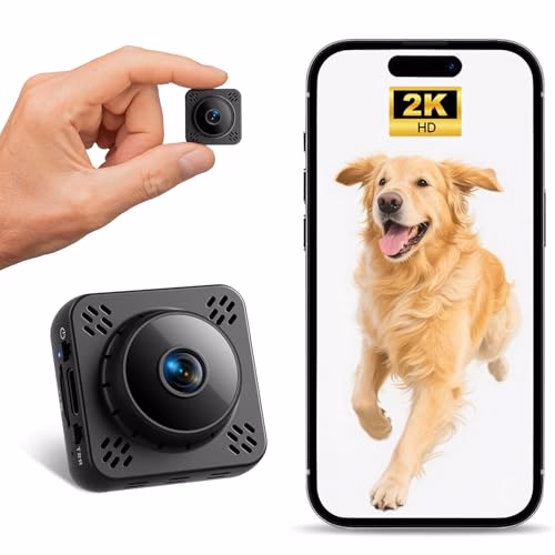 Mini Camera, Nanny Cam for Home Security, 2K Wireless WiFi Camera with Free Cloud & No WiFi Needed, Motion Detection & Night Vision for Nanny/Baby Monitor/Pet