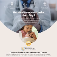 Momcozy Newborn Carrier WeeSnug- Lightweight and Cozy Comfort for 7-25 lbs, Ergonomic Cross-Back Support, Effortless to Put On, Hands-Free Baby Carrier with Lumbar Support, Khaki thumbnail 3