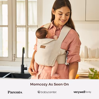 Momcozy Newborn Carrier WeeSnug- Lightweight and Cozy Comfort for 7-25 lbs, Ergonomic Cross-Back Support, Effortless to Put On, Hands-Free Baby Carrier with Lumbar Support, Khaki thumbnail 2
