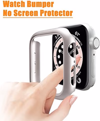 Mugust 4 Pack Compatible for Apple Watch Case 41mm [NO Screen Protector] Series 8 Series 7, Hard PC Bumper Case Protective Cover Frame Compatible for iWatch 41mm, Black/Rose Gold/Starlight/Clear thumbnail 2