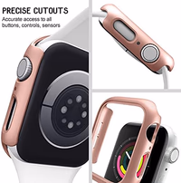 Mugust 4 Pack Compatible for Apple Watch Case 41mm [NO Screen Protector] Series 8 Series 7, Hard PC Bumper Case Protective Cover Frame Compatible for iWatch 41mm, Black/Rose Gold/Starlight/Clear thumbnail 3