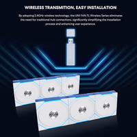Lian Li UNI Fan TL Wireless 120-Triple Pack-2.4 GHz Wireless Signal ARGB Fan-Infinity Mirror-Daisy-Chain Design-Customizable Lighting Effects-Controller Included & Required - White (12TL1W3W) thumbnail 3