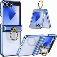 for Samsung Galaxy Z Flip 6 Case & Z Flip7 FE with Ring, Full-Body Protection with Built-in Screen Protector and Hinge Cover, Compatible with Z Flip 5 Case (Blue) thumbnail 1