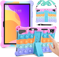 DETUOSI Silicone Case for VASTKING KingPad K10 Pro Tablet, with Stylus Pen and Shoulder Strap, Soft Multi-Angle Protective Cover for Byybuo 10.1 inch Tablet with Pen Holder, Dazzling Pink thumbnail 1