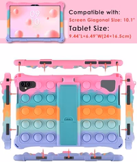 DETUOSI Silicone Case for VASTKING KingPad K10 Pro Tablet, with Stylus Pen and Shoulder Strap, Soft Multi-Angle Protective Cover for Byybuo 10.1 inch Tablet with Pen Holder, Dazzling Pink thumbnail 3