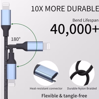 1.5 FT USB C to Lightning Cable Short, 2Pack [MFi Certified] Braided Short Type c to iPhone Cable PD Fast Charging 1.5 Foot C to Lightning Cord for iPhone 14/13/12/11Pro/X/XR/8/7/6s/Plus/SE/iPad thumbnail 3
