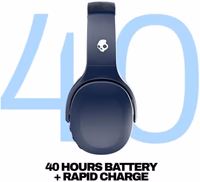 Skullcandy Crusher Evo Wireless Bluetooth Headphones with Multi-Sensory Bass, Noise Isolating Over-Ear Fit, Up to 40 Hours Battery, Microphone for iPhone Android - Blue/Grey thumbnail 3