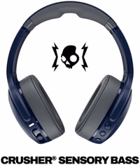 Skullcandy Crusher Evo Wireless Bluetooth Headphones with Multi-Sensory Bass, Noise Isolating Over-Ear Fit, Up to 40 Hours Battery, Microphone for iPhone Android - Blue/Grey thumbnail 2