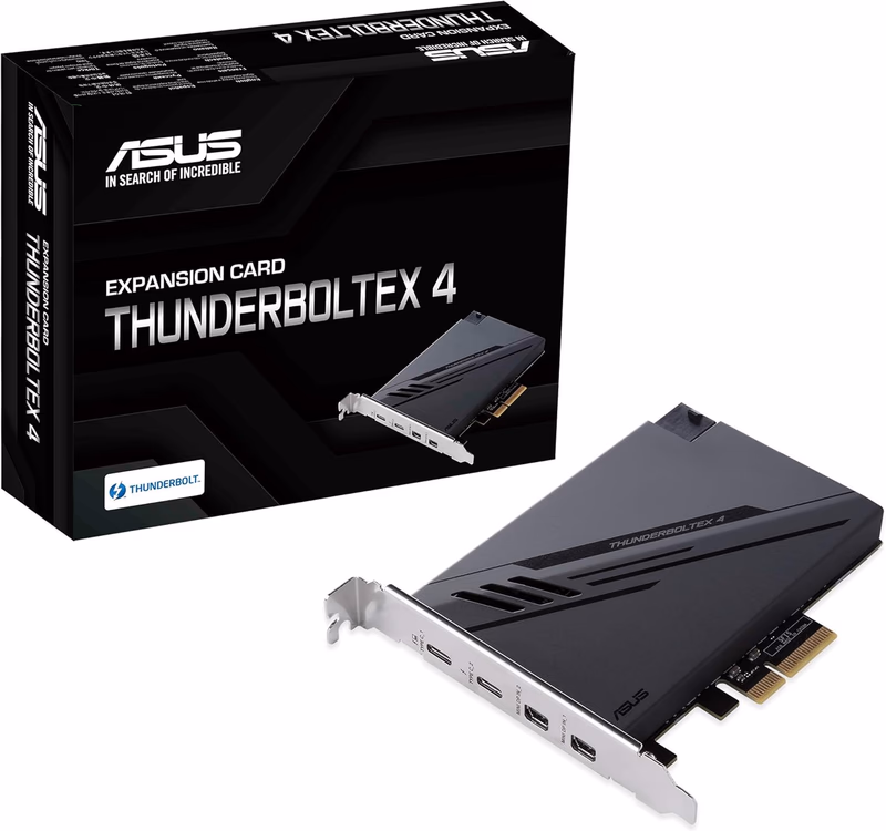 ASUS ThunderboltEX 4 with Intel® Thunderbolt™ 4 JHL 8540 Controller, 2 USB Type-C Ports, up to 40Gb/s bi-Directional Bandwidth, DisplayPort 1.4 Support, up to 100W Quick Charge, Black