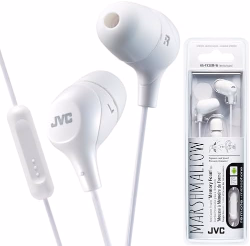JVC Memory Foam Earbud Marshmallow Memory Foam Earbud with Mic White (HAFX38MW)