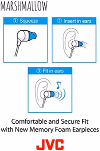JVC Memory Foam Earbud Marshmallow Memory Foam Earbud with Mic White (HAFX38MW) thumbnail 5