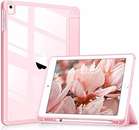 VIKESI for iPad 6th / 5th Generation 9.7 inch Case (2018/2017), iPad Air 2 & 1 (2014/2013) Case, Clear Back, Smart Cover [Built-in Pencil Holder, Auto Sleep/Wake] - Pink thumbnail 1