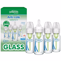 Dr. Brown's Anti-Colic Options+ Narrow Glass Baby Bottle with Level 1 Slow Flow Nipple, BPA-Free, 4 oz/120mL, 4-Pack thumbnail 1