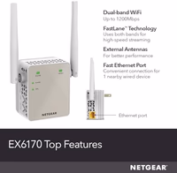 NETGEAR Dual-Band WiFi 5 Range Extender (EX6170) – Coverage up to 1,500 sq. ft., 25 Devices with AC1200 (up to 1200Mbps Speed) – Wireless Signal Repeater - Compact Wall Plug Design – White thumbnail 5