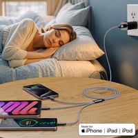 Multi Charging Cable 6ft 2Pack 3 in 1 Charger Cord, Multiple Rapid Nylon Braided Cable USB Charging Cable Multi Phone Charger Cord with Type C Micro Lightning USB Connectors for Cell Phones thumbnail 2