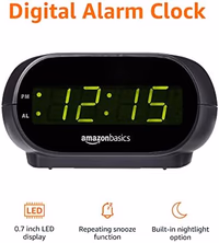 Amazon Basics Small Digital Oval Alarm Clock with LED Display, Nightlight, Snooze Function & Battery Backup, Black, 4.5 x 3.5 x 2.4 Inches thumbnail 4