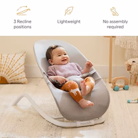 Munchkin Spring Baby Bouncer and Rocker Seat, Lightweight 2-in-1 Design, Travel Essential for Newborn, 3 Recline Positions, Grey thumbnail 2