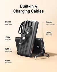VEEKTOMX Portable Charger Built-in Cables, 20000mAh Power Bank for iPhone, Fast Charge USB C Battery Pack Travel Essentials Powerbank Compatible with iPhone 17/16/15/14, Samsung S25/24, Android, etc thumbnail 3