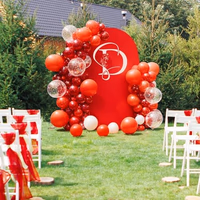 LEBENGURU Upgraded 6.6FT Open Arch Backdrop Cover, Red Spandex Fitted Round Top Wedding Arches, Double-Sided U-Shaped Arch Chiara Stand Covers for Birthday Party Baby Shower Banquet Balloon Décor thumbnail 2