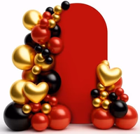 LEBENGURU Upgraded 6.6FT Open Arch Backdrop Cover, Red Spandex Fitted Round Top Wedding Arches, Double-Sided U-Shaped Arch Chiara Stand Covers for Birthday Party Baby Shower Banquet Balloon Décor thumbnail 1