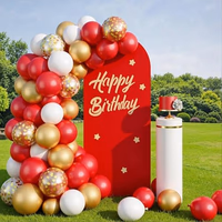 LEBENGURU Upgraded 6.6FT Open Arch Backdrop Cover, Red Spandex Fitted Round Top Wedding Arches, Double-Sided U-Shaped Arch Chiara Stand Covers for Birthday Party Baby Shower Banquet Balloon Décor thumbnail 4