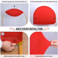 LEBENGURU Upgraded 6.6FT Open Arch Backdrop Cover, Red Spandex Fitted Round Top Wedding Arches, Double-Sided U-Shaped Arch Chiara Stand Covers for Birthday Party Baby Shower Banquet Balloon Décor thumbnail 5