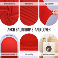 LEBENGURU Upgraded 6.6FT Open Arch Backdrop Cover, Red Spandex Fitted Round Top Wedding Arches, Double-Sided U-Shaped Arch Chiara Stand Covers for Birthday Party Baby Shower Banquet Balloon Décor thumbnail 3