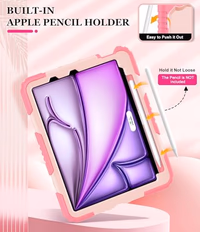OKP Case for iPad Air 11-inch M2/M3 (2024/2025) (Air 6th), for iPad Air 5th/4th Generation (2022/2020) 10.9'', Heavy Duty Rugged Air 6 5 4 th Gen iPad Cover with Pencil Holder/Stand, Pink+LightPink thumbnail 4