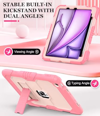 OKP Case for iPad Air 11-inch M2/M3 (2024/2025) (Air 6th), for iPad Air 5th/4th Generation (2022/2020) 10.9'', Heavy Duty Rugged Air 6 5 4 th Gen iPad Cover with Pencil Holder/Stand, Pink+LightPink thumbnail 3